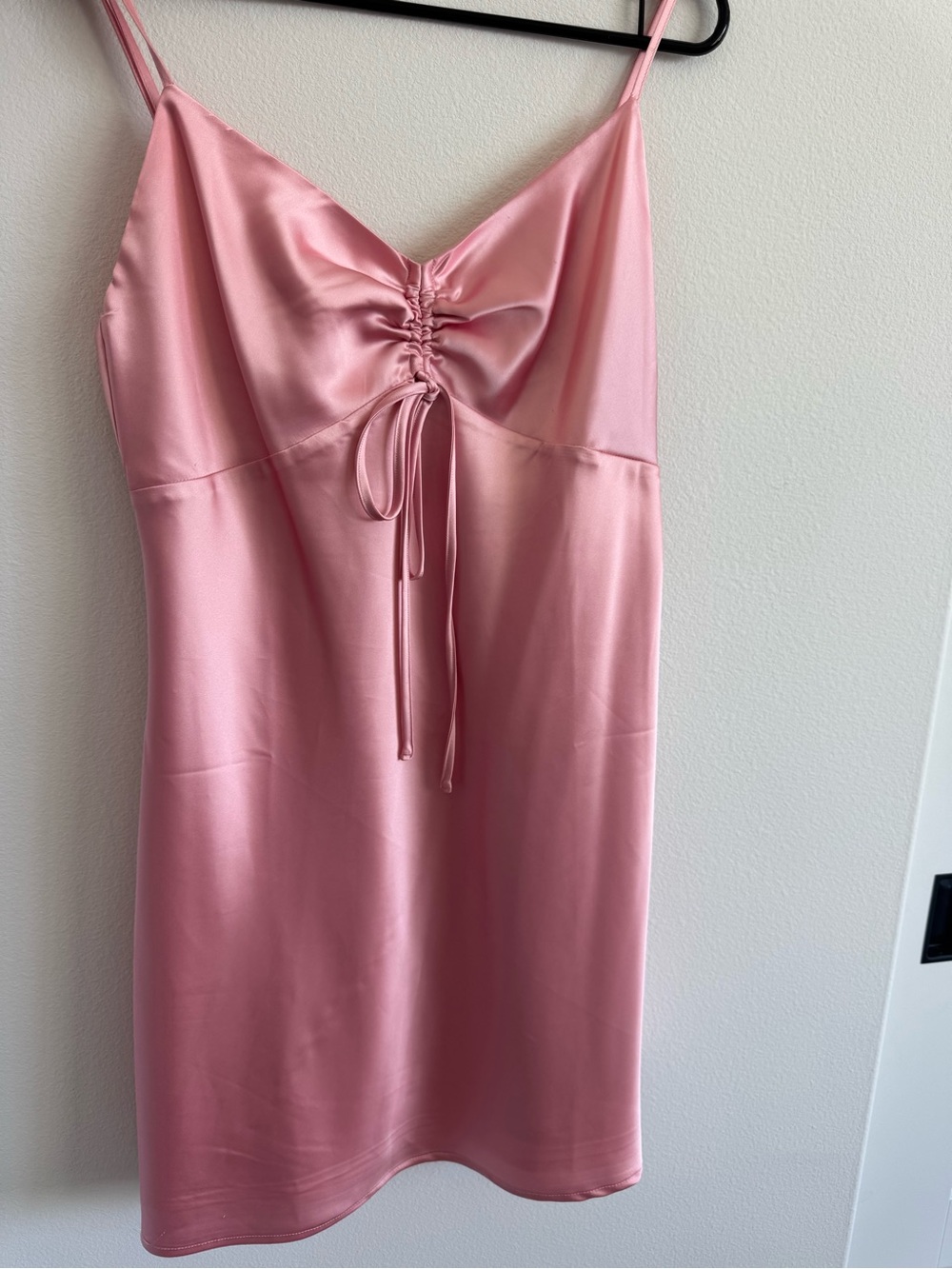 Forever 21 Pink Satin Ruched Front Mini Dress